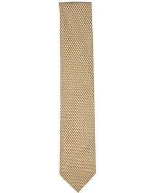 ZEGNA Geometric-Pattern Silk Tie - Natural