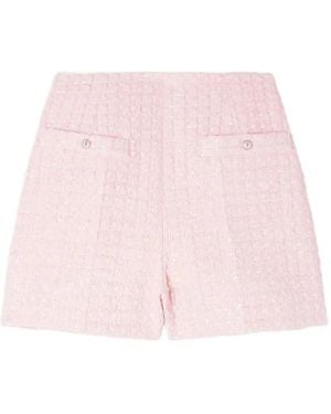 Sandro Sequin Check Tweed Shorts - Pink