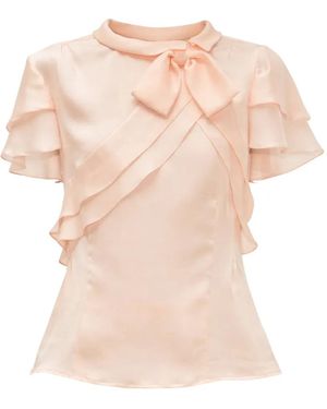 Simone Rocha Ruffle Bow Blouse - Pink