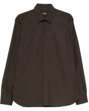 ZEGNA Classic-Collar Shirt - Brown
