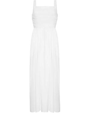 Adam Lippes Calista Ruched-Bodice Midi Dress - White