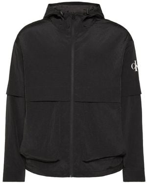 Calvin Klein Hooded Logo-print Jacket - Black