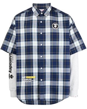 Aape By A Bathing Ape Layered Plaid-Check Print Shirt - Blue