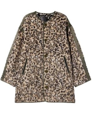 R13 Leopard-print panelled coat - Natur
