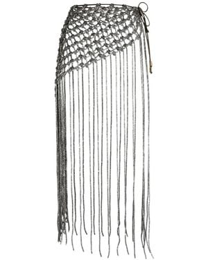 HIBOURAMA Crystal Pareo Fringed Skirt - White
