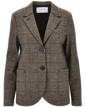 Harris Wharf London Check-Houndstooth Blazer - Brown