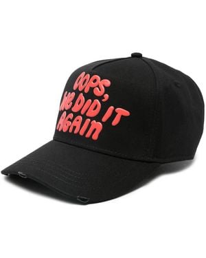 DSquared² Appliqué-Detail Cotton Baseball Cap - Black