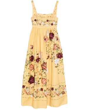 Agua Bendita Vestido Barbara Paramo con motivo floral - Metálico