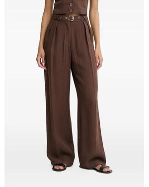 SIMONA CORSELLINI Belted Pleated Pants - Brown