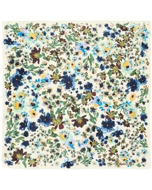 Bimba Y Lola Ivory Watercolour Floral Scarf - Green