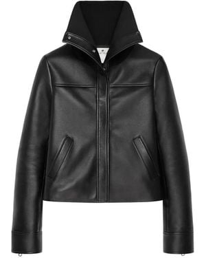Courreges High-Collar Leather Jacket - Black