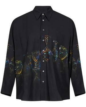 Magliano Glass-Print Long-Sleeve Shirt - Blue