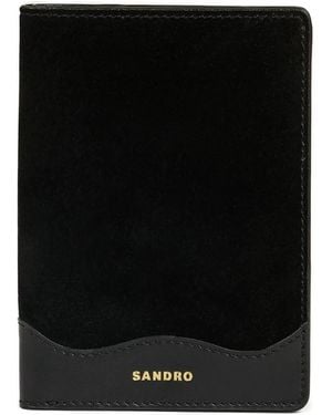 Sandro Leather And Suede Passport Case - Black