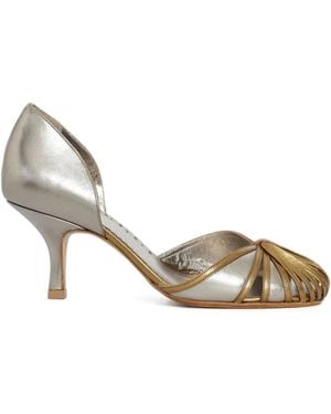 Sarah Chofakian 70Mm Leather Heeled Pumps - Metallic