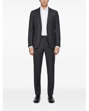 Caruso Single-Breasted Pressed-Crease Suit - Black