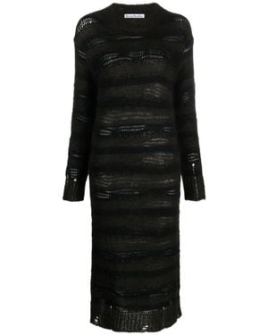 Acne Studios Striped Open-Knit Midi Dress - Black