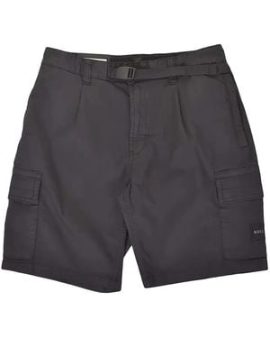 HUGO Sariel Belted Cargo Shorts - Gray