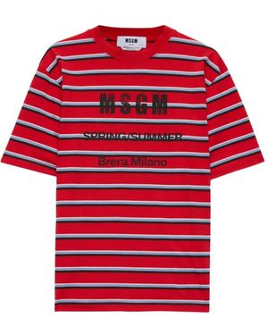 MSGM T-Shirt À Rayures - Red