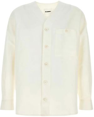 Jil Sander Buttoned Chest-Pocket Shirt - White