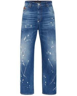 Philipp Plein Jeans Beach Boy Fit Con Effetto Vissuto - Blu