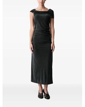 Stine Goya Pearl-Embellished Ruched Midi Dress - Black