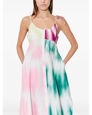 Rosie Assoulin High Garden Tie-Dye Buttoned Dress - Blue