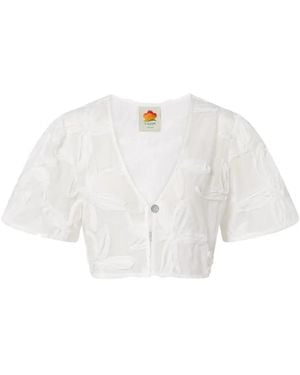 FARM Rio Blusa Corta Con Bordado - Blanco