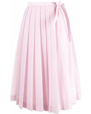 Thom Browne Pleated Midi Skirt - Pink