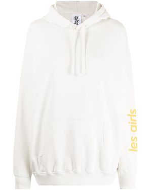 Les Girls, Les Boys Logo-Print Sleeve Hoodie - White