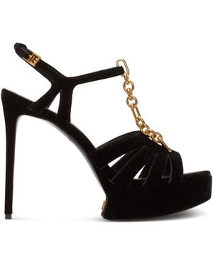 Balmain Velvet Open-Toe Sandals - Black