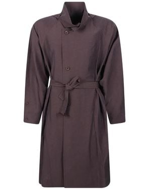 Homme Plissé Issey Miyake Belted Hooded Coat - Purple