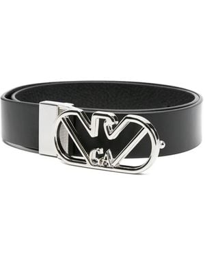 Emporio Armani Logo-Buckle Leather Belt - Black