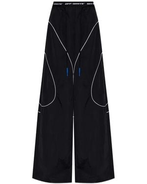 Off-White c/o Virgil Abloh Broek Met Wijde Pijpen En Contrasterende Afwerking - Blauw