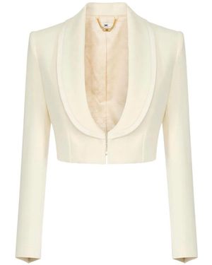 Elisabetta Franchi Jacket Made Of Lightweight Crêpe And Satin Fabrics With Peplum - White