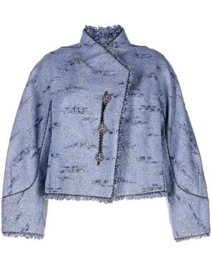 Shiatzy Chen Reminiscence Metallic-Jacquard Jacket - Blue