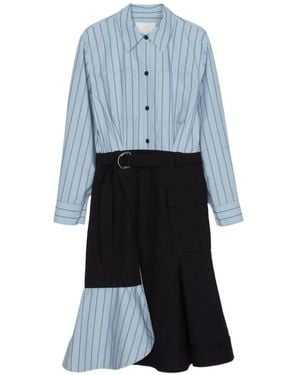 3.1 Phillip Lim Striped Belted Dress - Blue