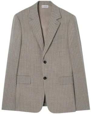 Burberry Pinstriped Wool Sloane Tailored Jacket - Gray