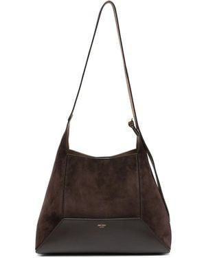 Jimmy Choo Medium Diamond suede leather shoulder bag - Schwarz