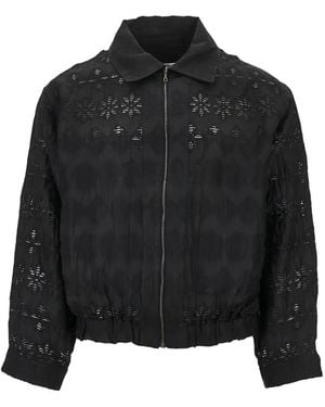 Cmmn Swdn Ares Sheer Lace-Patterned Jacket - Black