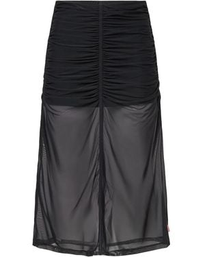 DIESEL Ruched Skirt With Semi-Sheer Overlay - Black