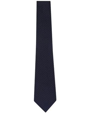 ZEGNA Geometric-Pattern Silk Tie - Blue