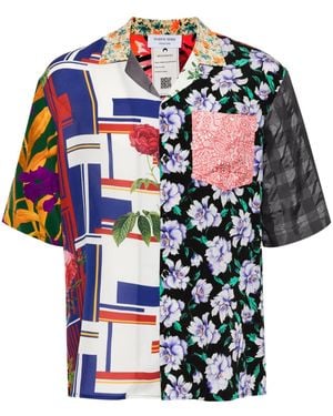 Marine Serre Regenerated Silk Scarves Bowling Shirt - Blue