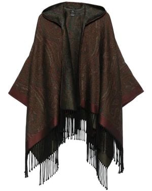 Etro Kapuzen-Poncho Mit Paisley-Print - Schwarz
