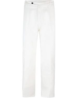 Eleventy Button-Fastening Cotton-Blend Trousers - White