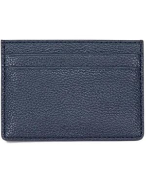 BOSS Grained Faux-Leather Card Holder With Signature-Stripe Trim - Blue