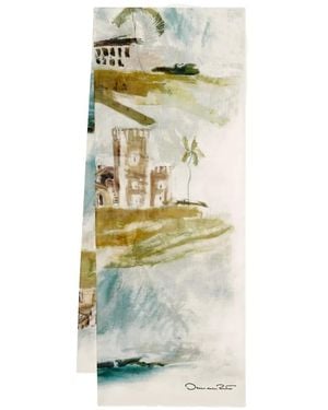 Oscar de la Renta Pashmina Con Paisaje Dominicano - Blanco