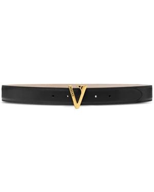 Versace Leren Riem Met V-Gesp - Wit