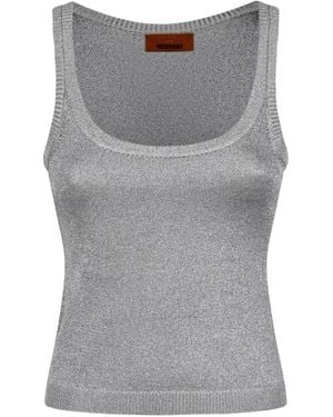 Missoni Metallic-Effect Ribbed-Trim Top - Grey