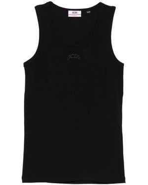 Gcds Logo-Embroidered Top - Black