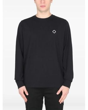Ma Strum Logo-Embroidered Long-Sleeve T-Shirt - Blue
